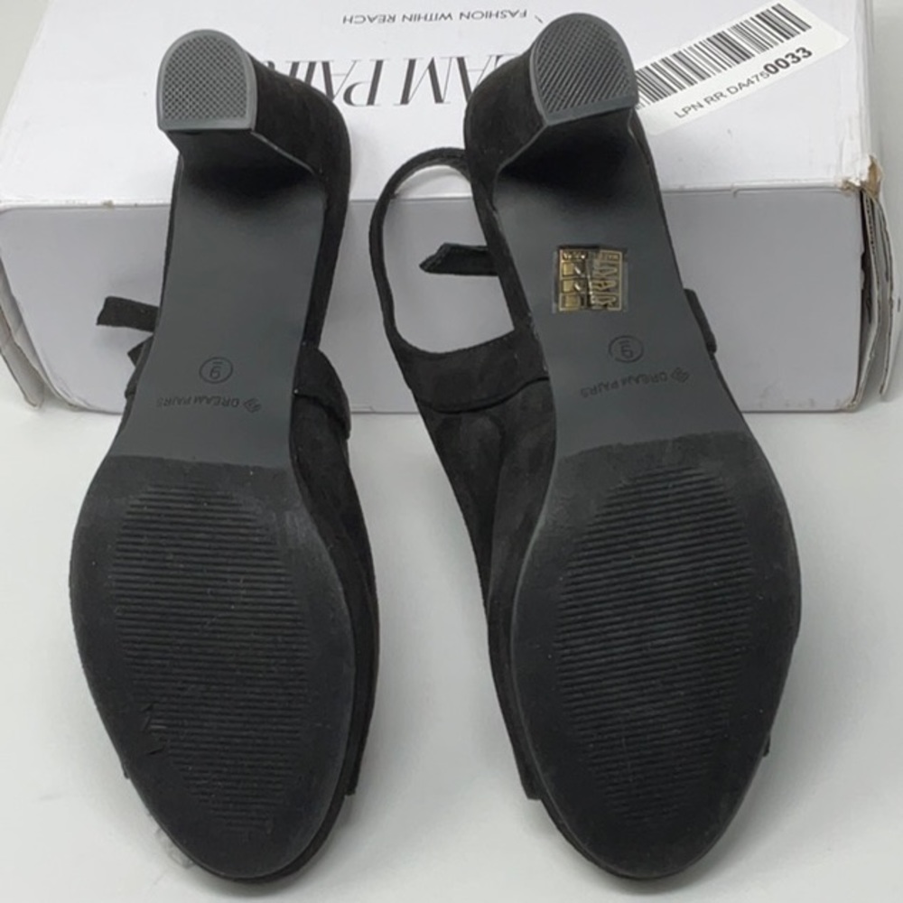 NIB women’s Dream Pairs peep toe black suede heeled shoes, size 9 - Picture 7 of 10